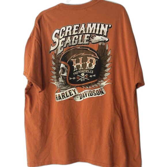 Harley-Davidson T-Shirt Men’s Size 2XL Orange Screamin Eagles Motorcycles Gildan - Picture 2 of 9
